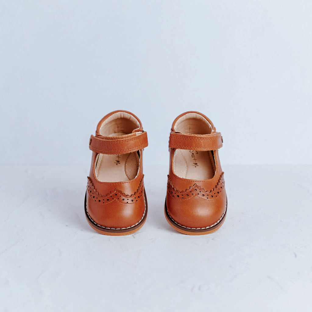 Brogue Mary Janes - Tan