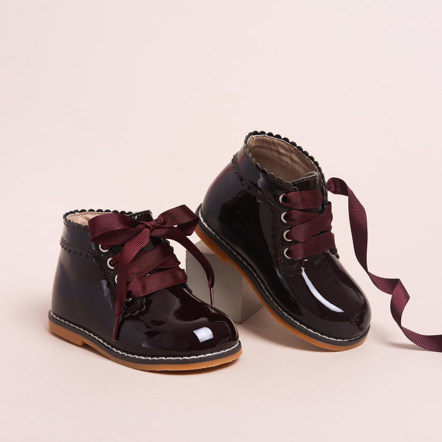 Nova Boots - Chocolate Patent No Ribbon Laces